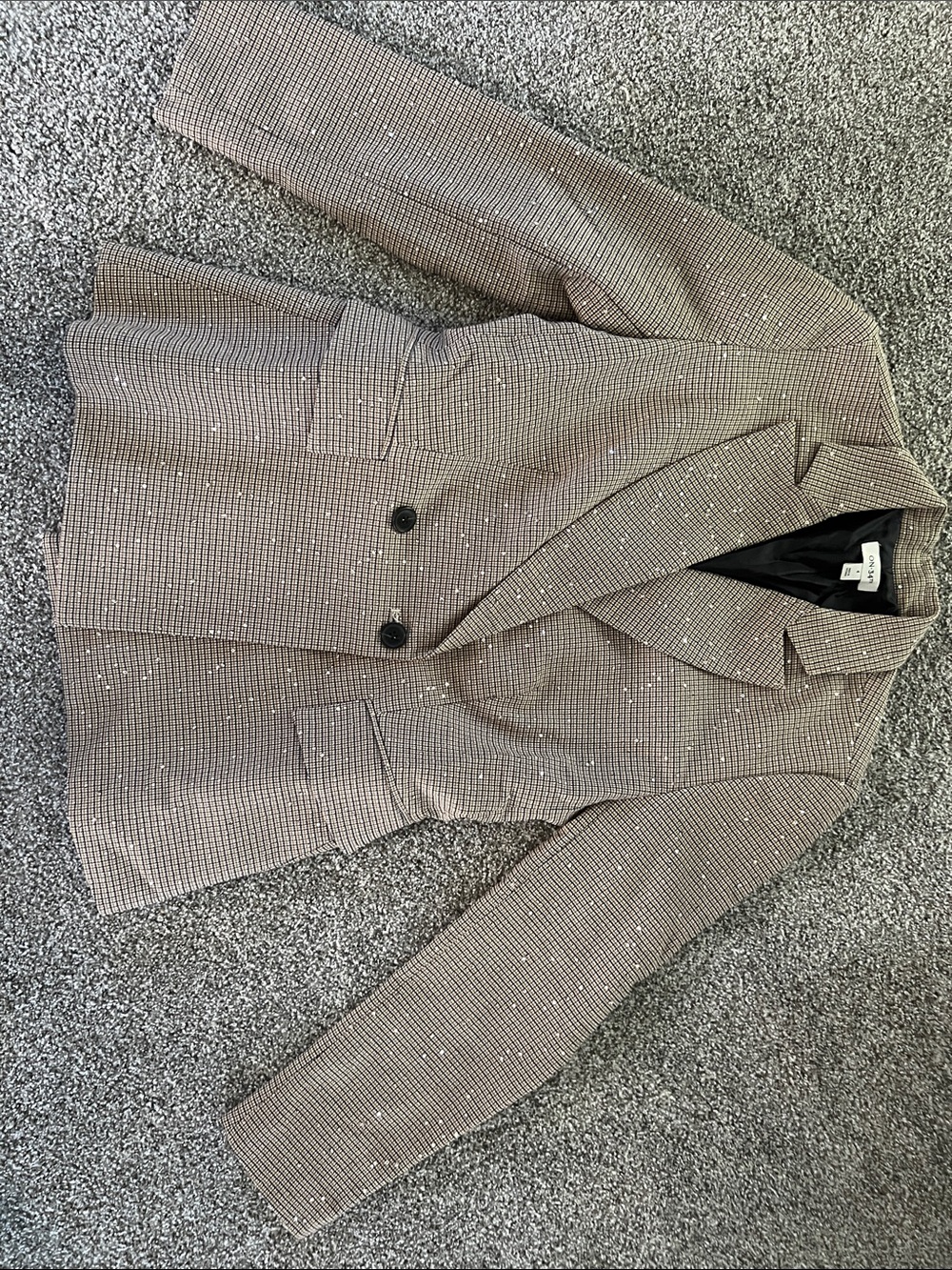 Checked Taupe Two-Button Blazer - Tailored Women's Suit Jacket